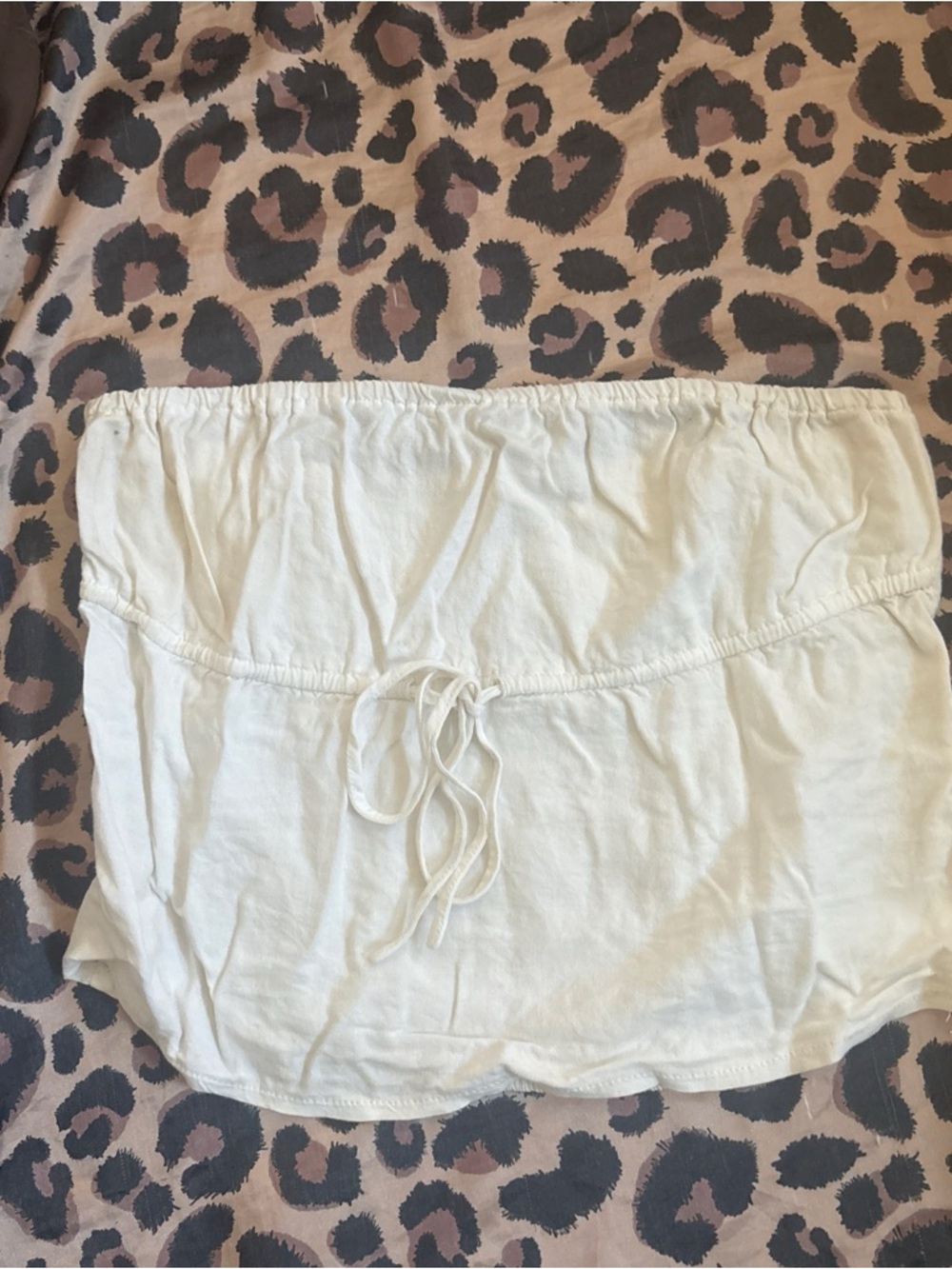 White Strapless Tube Top with Drawstring